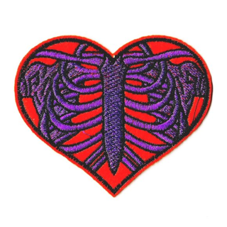 1 NEW Skeleton Heart IRON ON Patch Red Purple Clothing Embroidery Applique Decoration