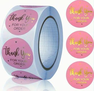 ➡️SPECIAL⭕NEW⭕(50) 1" Pink with GOLD FOIL 'Thank You FOR YOUR ORDER' STICKERS!!