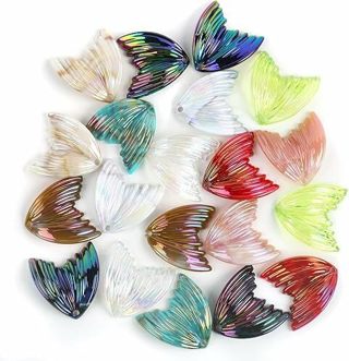 5pc Mixed  Glitter Fishtail Charms 1.02x1.06 inch #5 (PLEASE READ DESCRIPTION