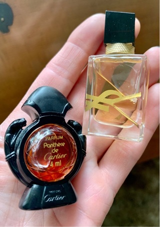 Miniature Perfume Bottles of Panthere de Cartier and Yves St Laurent "Libre” 