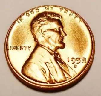 1958 Lincoln Wheat Penny's D Mint Mark and No Mint Mark One Cent Coins