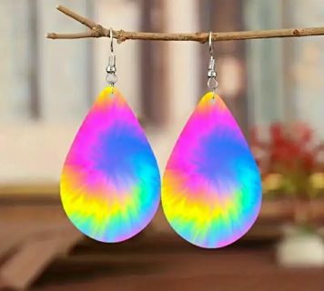 Psychedelic Tie Dye Dangle Earrings B-10