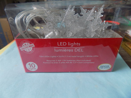 NIP set of  10 snowflake LED lights 3 1/2 feet long