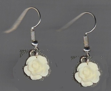 SP WHITE ROSE EARRINGS (PLEASE READ DESCRIPTION)