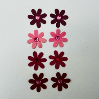 Pink Glittery Flower Embellishments 1”  