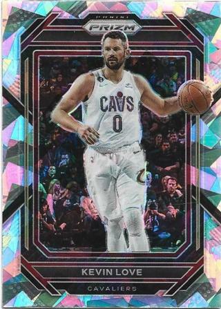 2022-23 PRIZM KEVIN LOVE SILVER CRACKED ICE PRIZM REFRACTOR CARD