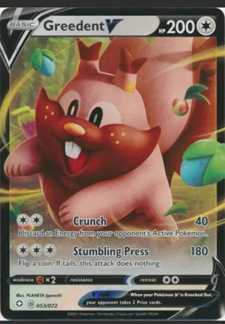 NM Ultra Rare Greedent V Pokemon card TCG SWSH