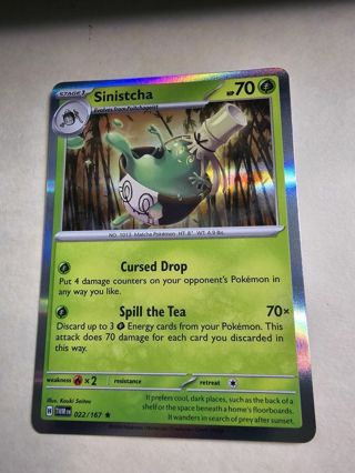 Pokemon Sinistcha holo rare card 022/167