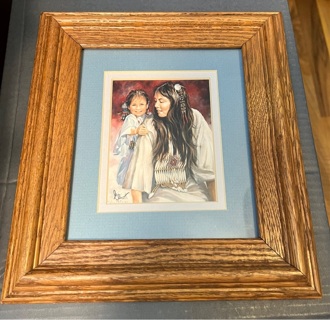 Two Indian Pictures w/ Wood Frames 