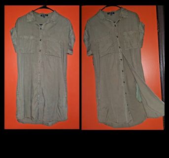 Velvet Heart Button down Army Green Dress Punk Glam Size S Ladies