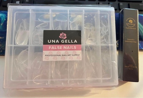 UNA GELLA Short Almond Round Fake Nails & UNA GELLA Gel Nail Glue
