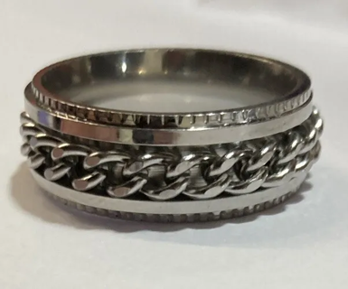 Silver Unisex Chain Spinner Ring BN