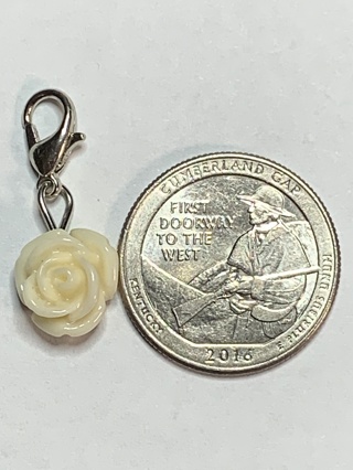 ROSE DANGLE FLOWER CHARM~#32~WHITE~1 CHARM ONLY~COMES WITH LOBSTER CLASP ATTACHED~FREE SHIPPING!