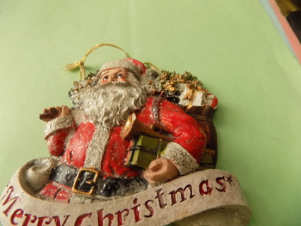 Vintage 4 inch very detailed Santa Merry Christmas ornamet