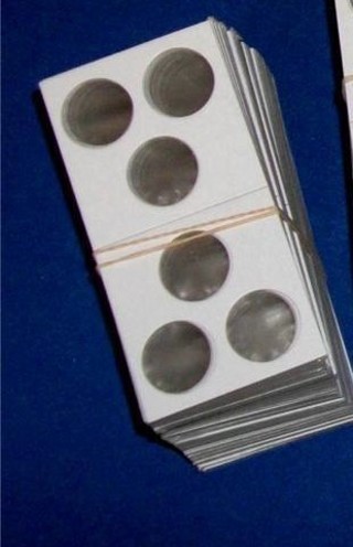 8 (Eight)  3 hole 2X2 Cardboard/Mylar Coin Holders Flips for Penny Cent Dime