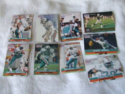 1991 Miami Dolphins Pro Set Card Lot of 9