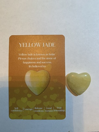 ♥♥HEALING STONE~YELLOW JADE~COMES WITH INFO CARD~HEART-SHAPED~FREE SHIPPING♥♥