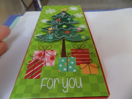 6 1/2 tall 3D decorated Christmas tree money holder gift box