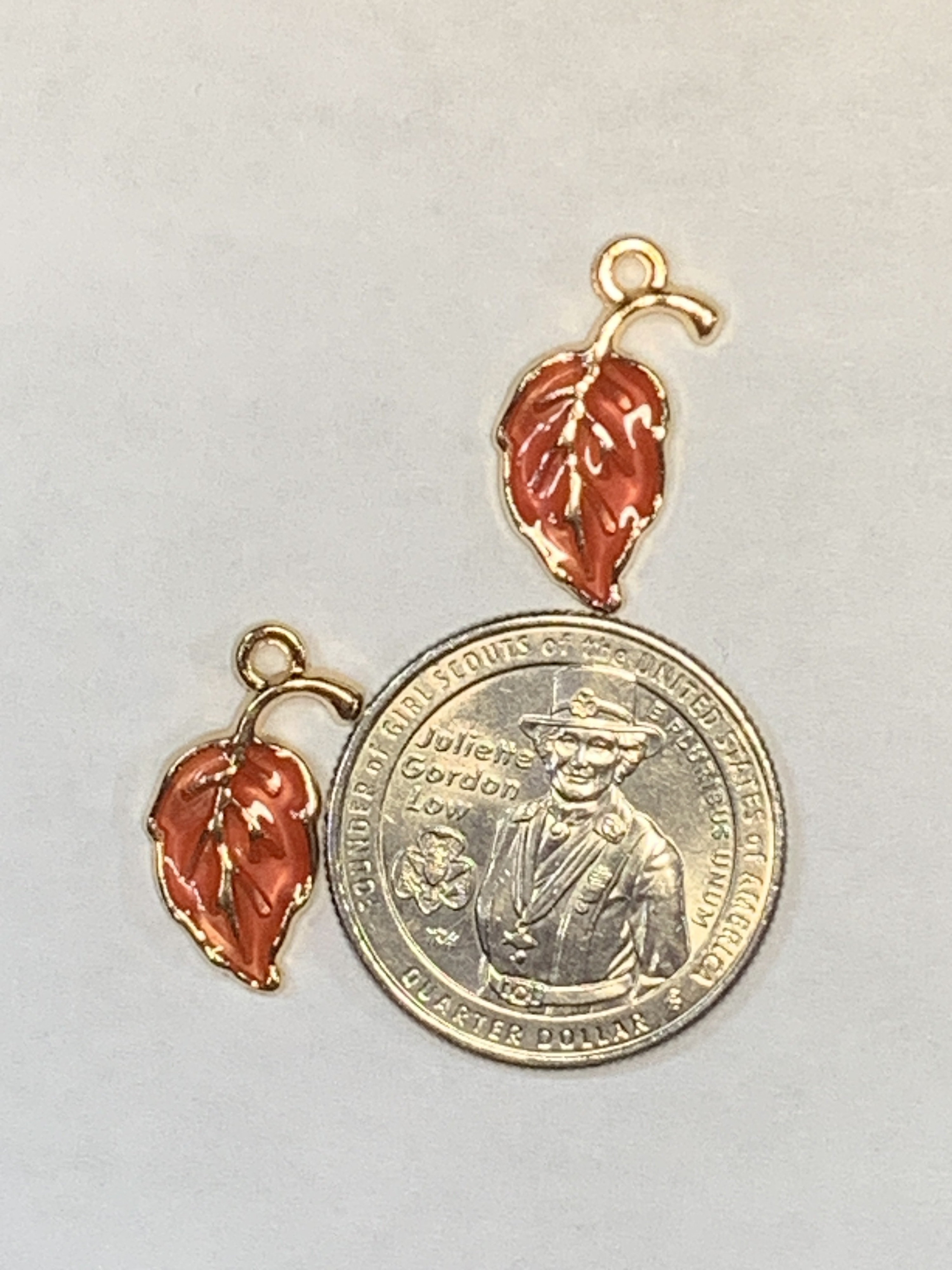 Free: LEAF CHARMS~#3~LIGHT PINK~SET OF 2 CHARMS~FREE SHIPPING!