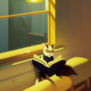 Listia Digital Collectible: CAT READING A BOOK