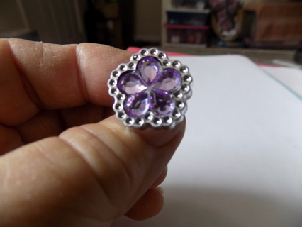 Child's ring purple five petal flower jewel