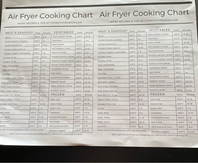 One Air Fryer Cooking Chart!! Free Shipping !! Look!!