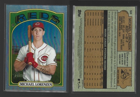 2021 Topps Heritage Chrome Michael Lorenzen #568 Refractor serial numbered 152/572 - Cincinnati Reds