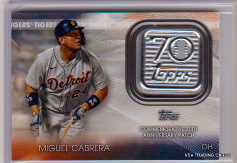 Miguel Cabrera, 2021 Topps 70th Anniversary Patch Card #70LP-MC, Detroit Tigers