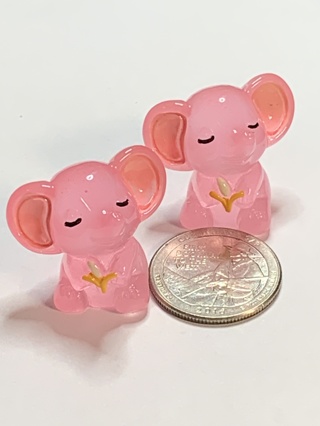 ELEPHANTS~#3~PINK~SET OF 2 ELEPHANTS~GLOW IN THE DARK~FREE SHIPPING!