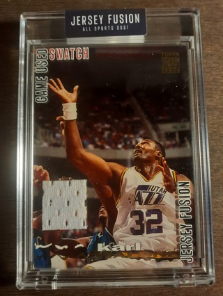  KARL Malone ~ JERSEY FUSION ALL SPORTS 2021 GAME USED SWATCH JERSEY FUSION TOPPS STADIUM CLUB