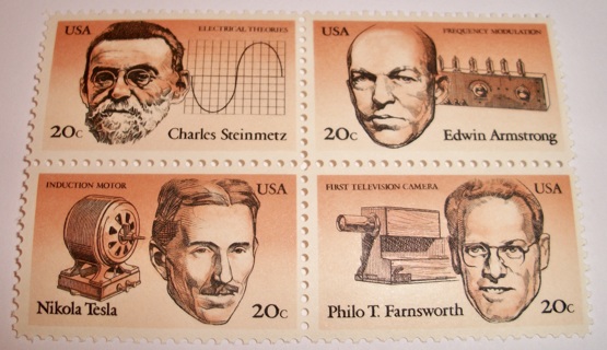 Scott #2055-58 American Inventors, Pane of 4 Useable 20¢ US Postage Stamps