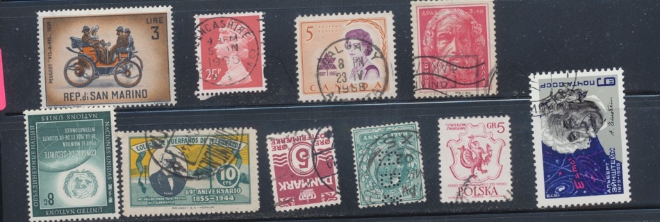 (`10) Stamps from WORLD WIDE in this Collection, All Different, Used, Vintage - WW-0191