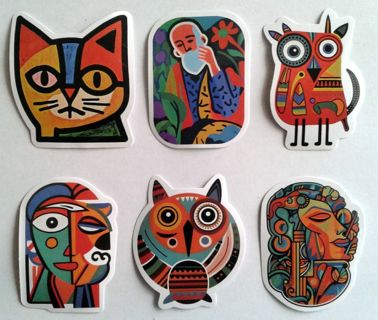 Six Picasso Style Vinyl Stickers #1
