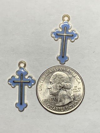 ✝COLORED CROSS CHARMS~#2~LIGHT BLUE~FREE SHIPPING✝