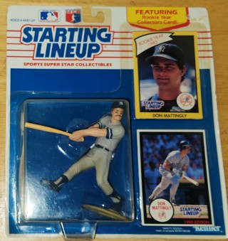 Vintage 1990 NY Yankees Don Mattingly MLB Starting Lineup figure with 2 cards