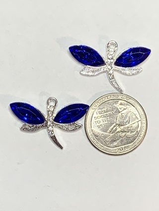 DRAGONFLY CHARMS~#2~SAPPHIRE BLUE~SET OF 2 CHARMS~FREE SHIPPING!