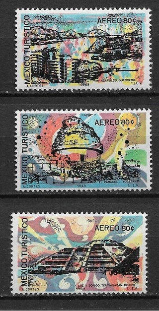 1969-73 Mexico ScC354-6 Tourism Issue C/S of 3 MNH