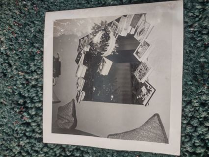 Vintage black and white photo 1950s Polaroid velox paper damaged