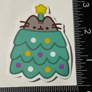 Pusheen Kawaii cat Christmas tree large sticker decal NEW 