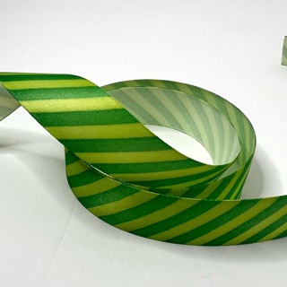 Green Two Tone Striped 7/8” Wide Ribbon 