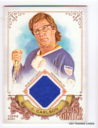 Jeff Carlson, 2021 Topps A&G RELIC Card #AGA-JC, Actor, SLAP SHOT Hanson Brother, Ice Hockey, (LB22)