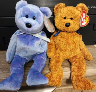 NEW - TY Beanie Bear Babies - "Clubby II" & "Fuzz"