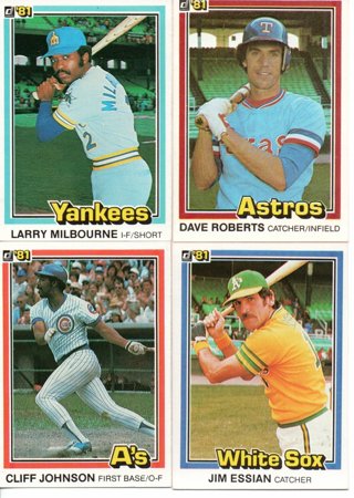 (4) 1981 Donruss Error Cards