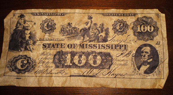 State of Mississippi Treasury 100 Note-read description 