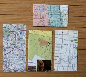 4 Envelopes recycled Map pages 