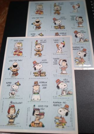 THANKSGIVING "PEANUTS" STICKERS (2 Sheets)