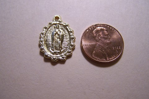 Golden Brass Virgin of Guadalupe Mexican Charm - Made in Mexico