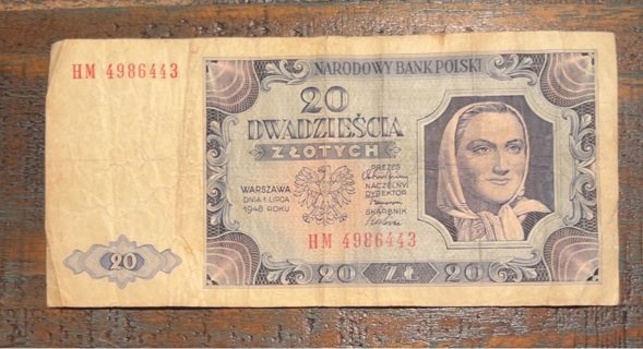 1948 Polish 20 Zlotych Banknote