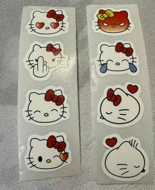 ↗️⭕NEW⭕(8) 1" HELLO KITTY (MIDDLE FINGER) STICKERS!! (SET 4 of 5)⭕