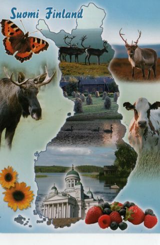 used Postcard: multiview filand with shape of finland